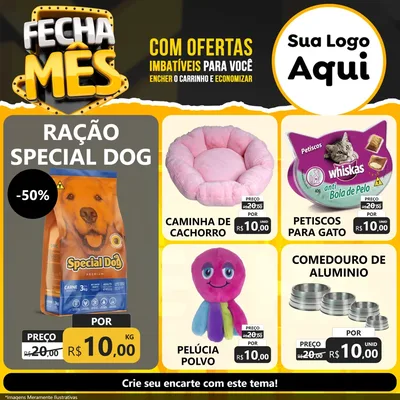 Modelo de Rede Social para Feed Facebook com o tema Fecha Mês para Pet Shop