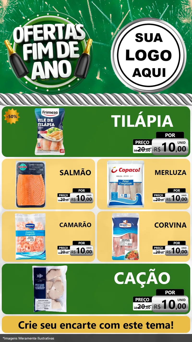 Modelo de TV para TV Vertical com o tema Ofertas Fim de Ano para Peixaria