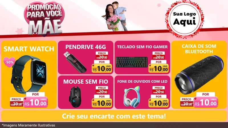 Modelo de TV para TV Horizontal com o tema Promoção Para Você Mãe para Informática