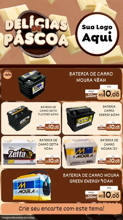 Modelo de TV para TV Vertical com o tema Delícias de Páscoa para Baterias Elétricas