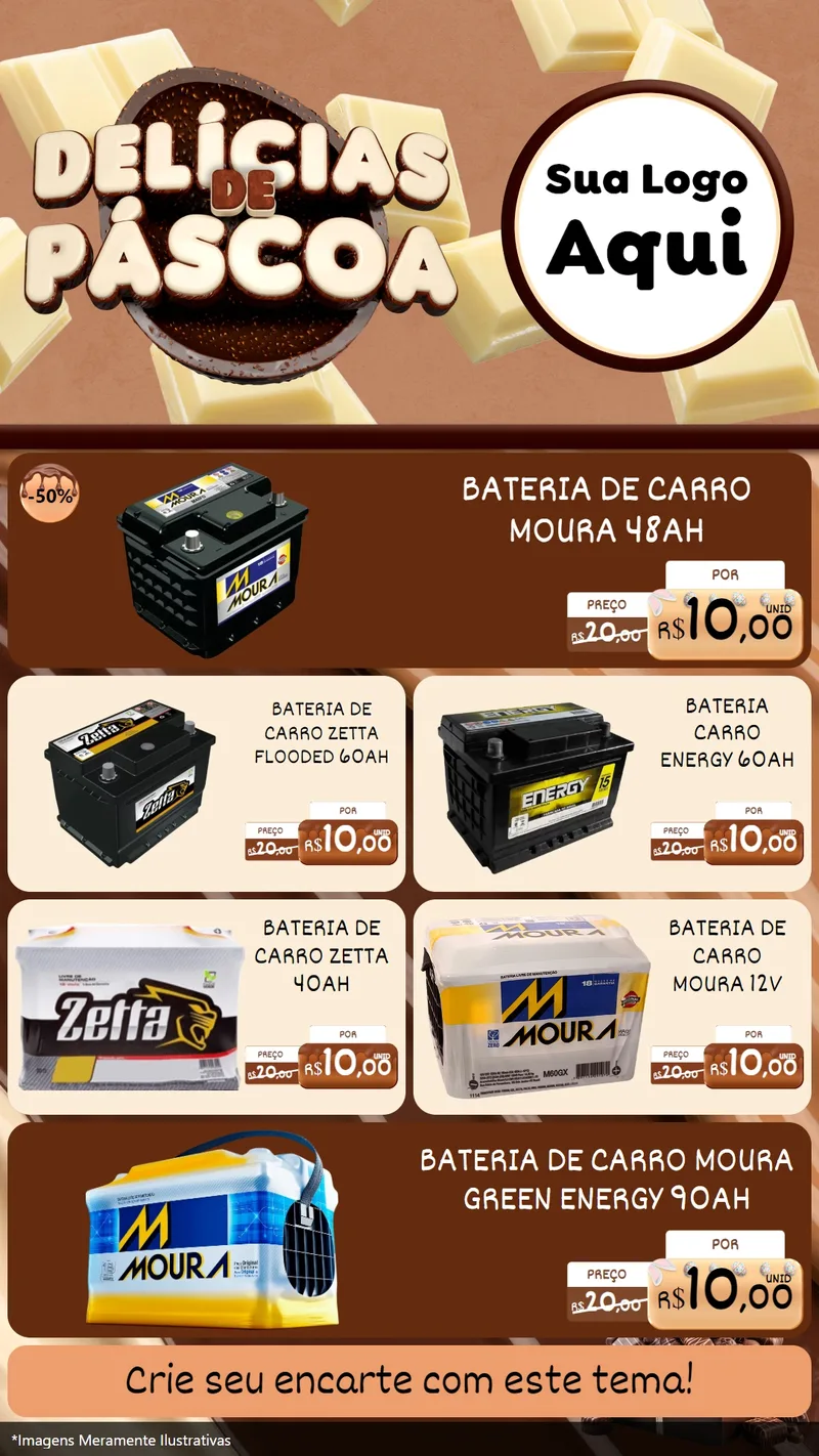 Modelo de TV para TV Vertical com o tema Delícias de Páscoa para Baterias Elétricas