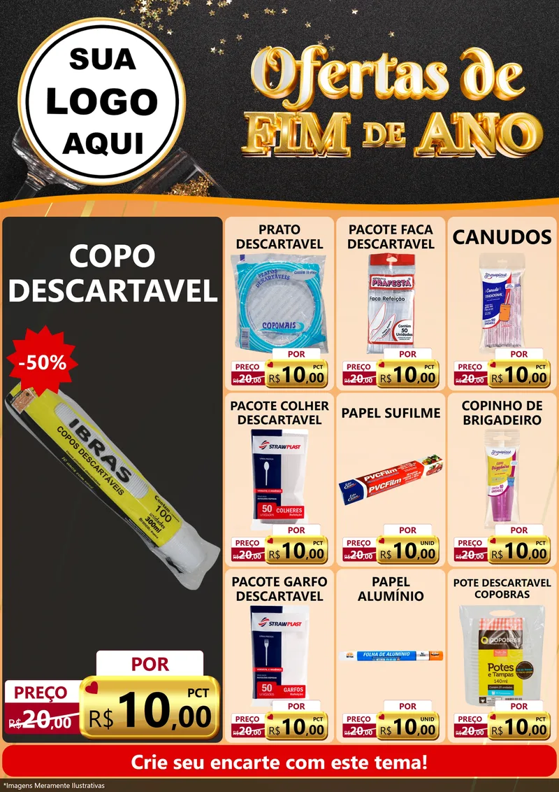 Modelo de Encarte para Encarte A4 Vertical com o tema Ofertas de Fim de Ano para Embalagens