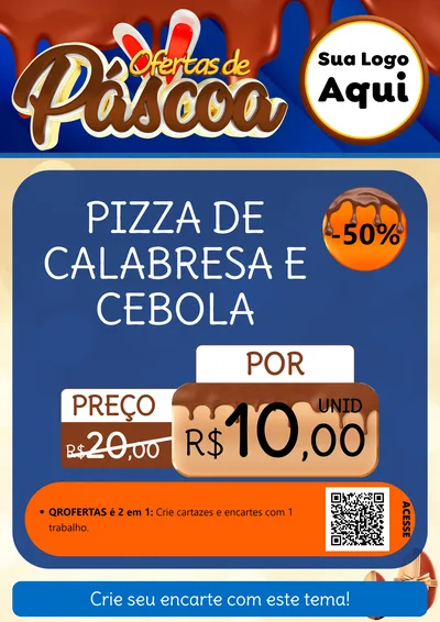 Modelo de Cartaz para Cartaz A4 Vertical com o tema Ofertas de Páscoa para Pizzaria