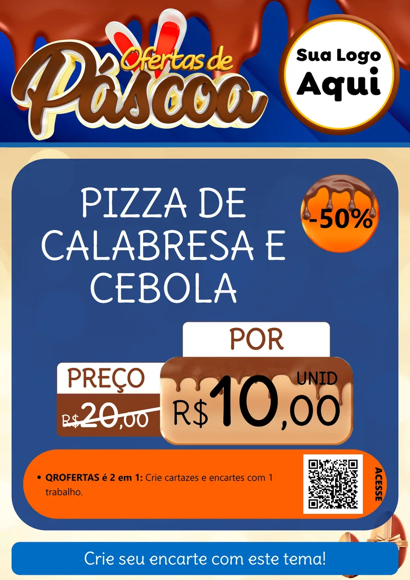 Modelo de Cartaz para Cartaz A4 Vertical com o tema Ofertas de Páscoa para Pizzaria