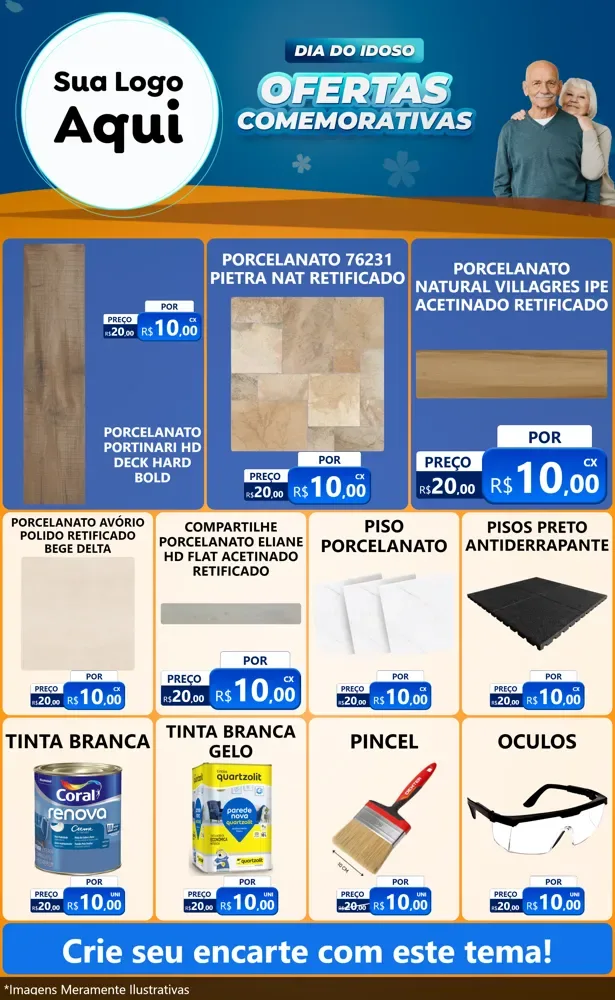 Modelo de Encarte para Encarte Grande com o tema Dia do Idoso para Pisos e revestimentos