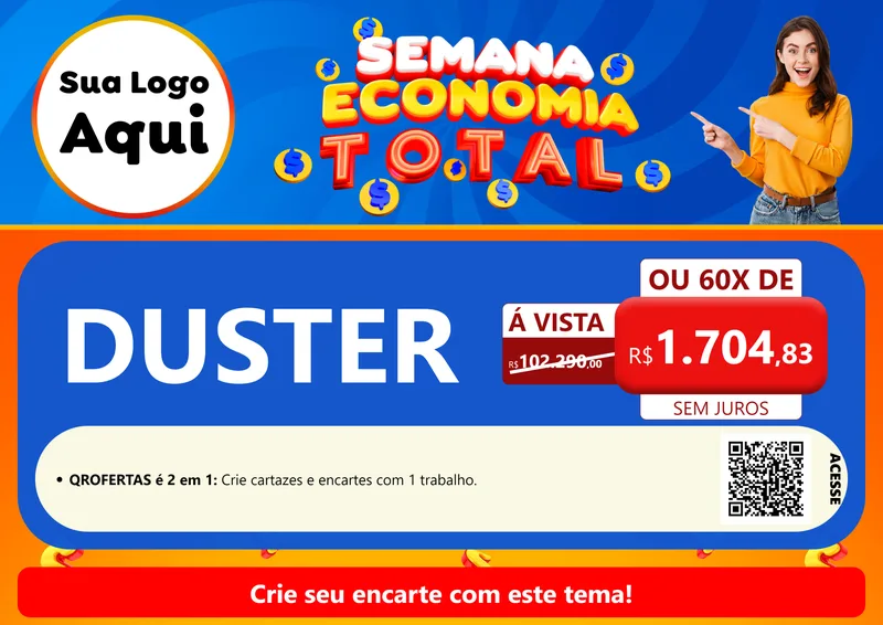 Modelo de Cartaz para Cartaz A4 Horizontal com o tema Semana Economia Total para Concessionaria de Carros