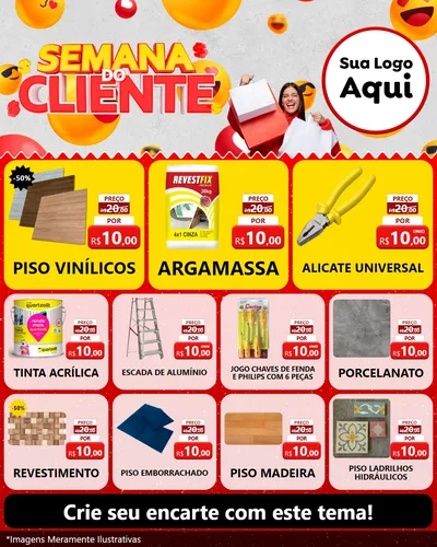 Modelo de Rede Social para Feed Instagram com o tema Semana do Cliente para Material para Construção