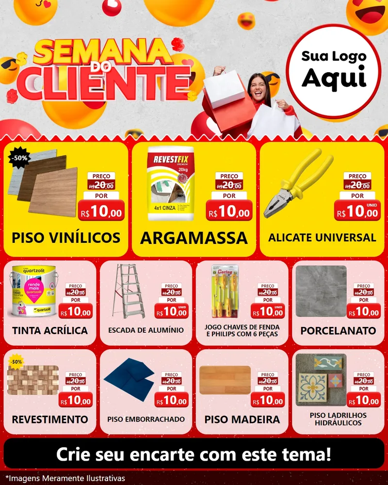 Modelo de Rede Social para Feed Instagram com o tema Semana do Cliente para Material para Construção