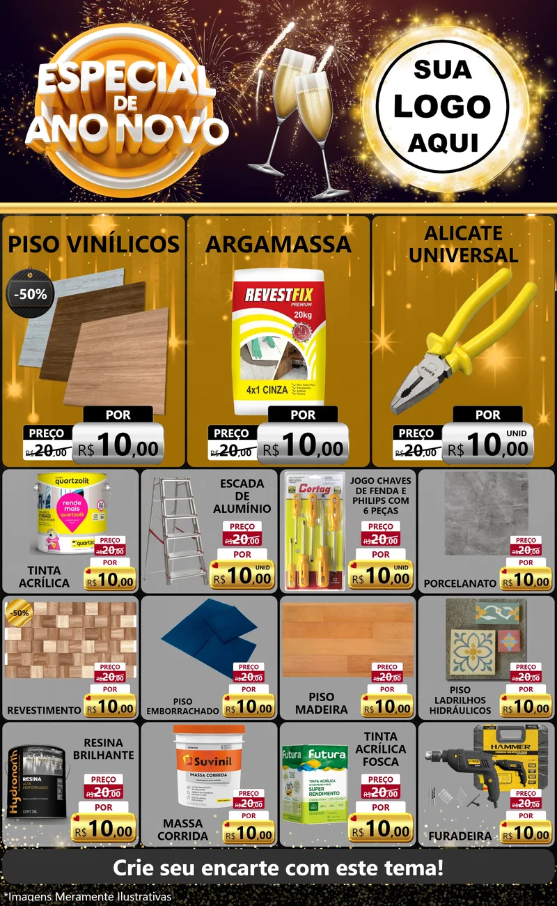 Modelo de Encarte para Encarte Grande com o tema Especial de Ano Novo para Material para Construção