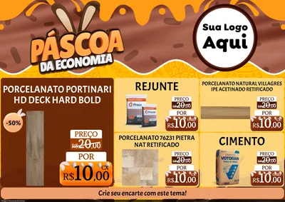 Modelo de Encarte para Encarte A4 Horizontal com o tema Páscoa da Economia para Pisos e revestimentos