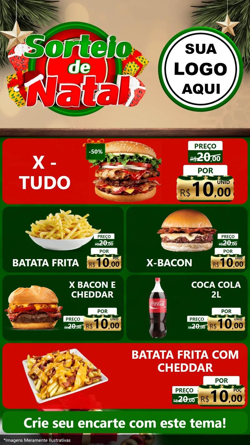 Modelo de TV para TV Vertical com o tema Sorteio de Natal para Hamburgueria