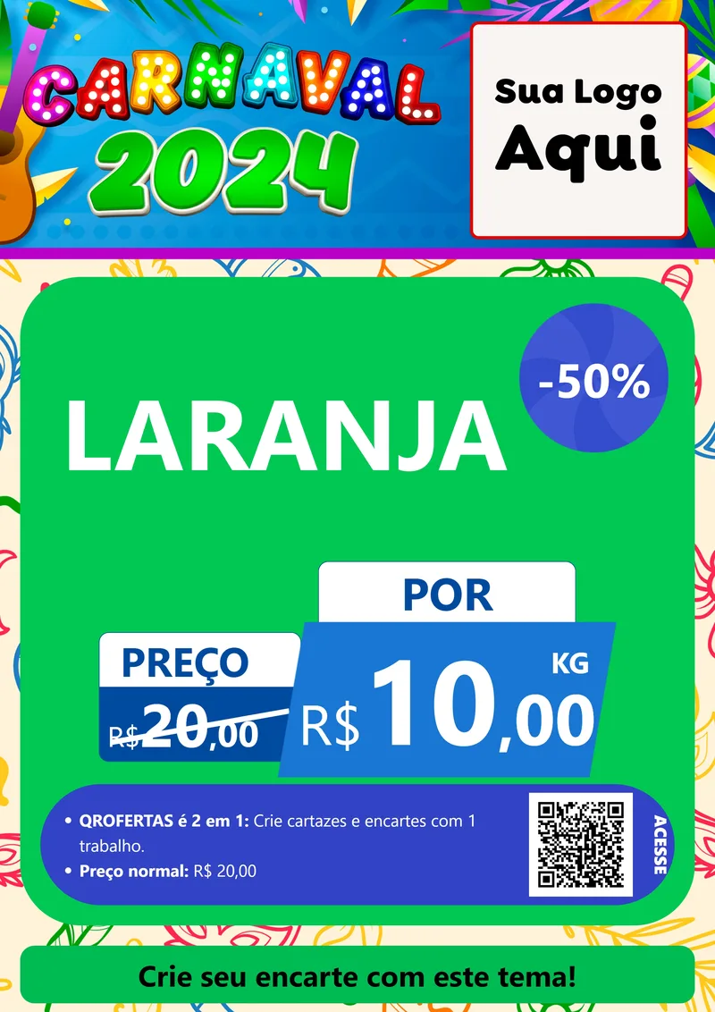 Modelo de Cartaz para Cartaz A4 Vertical com o tema Carnaval 2027 para Hortifrúti