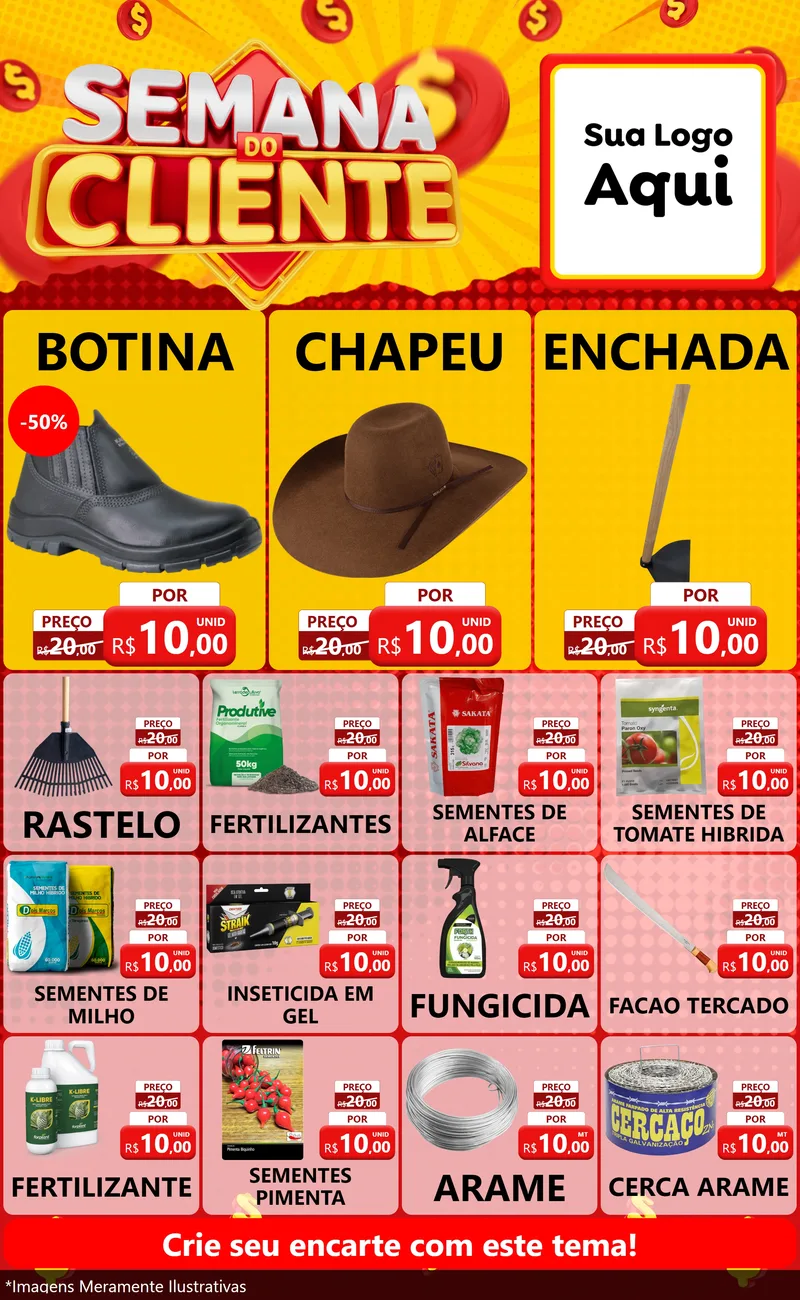 Modelo de Encarte para Encarte Grande com o tema Semana do Cliente para Agropecuária