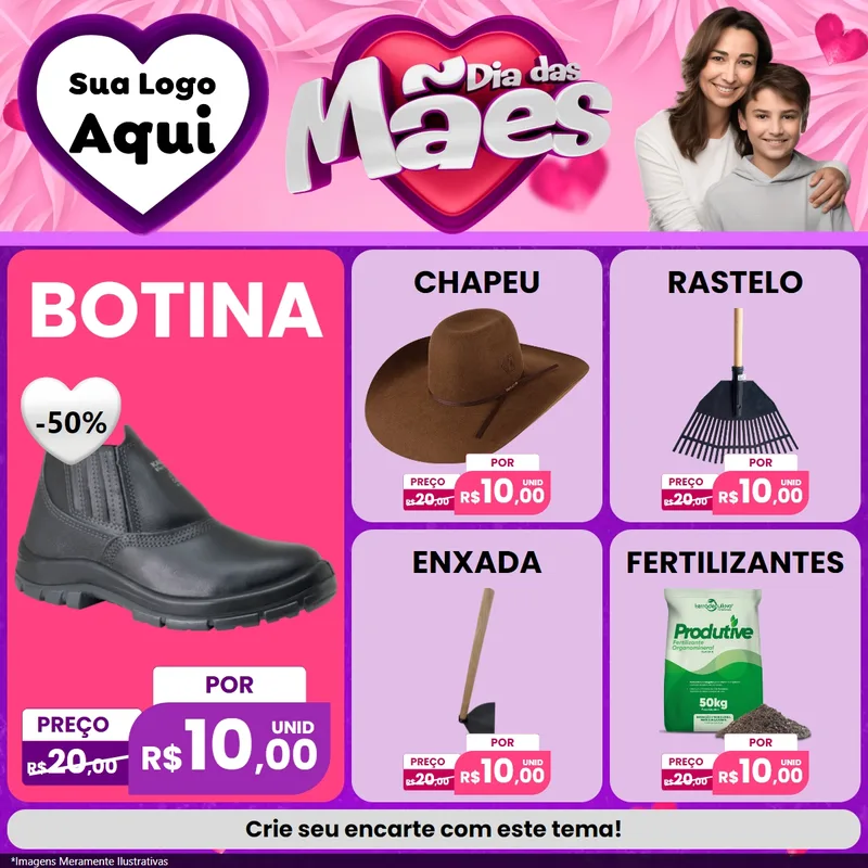 Modelo de Rede Social para Feed Facebook com o tema Dia das Mães para Agropecuária
