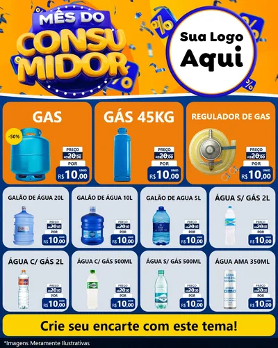 Modelo de Rede Social para Feed Instagram com o tema Mês do Consumidor para Água e gás