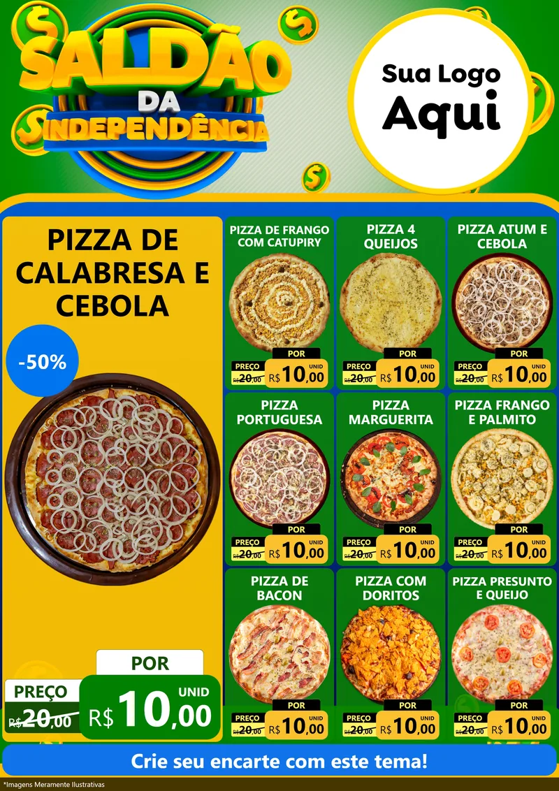Modelo de Encarte para Encarte A4 Vertical com o tema Saldão da Indepêndencia para Pizzaria