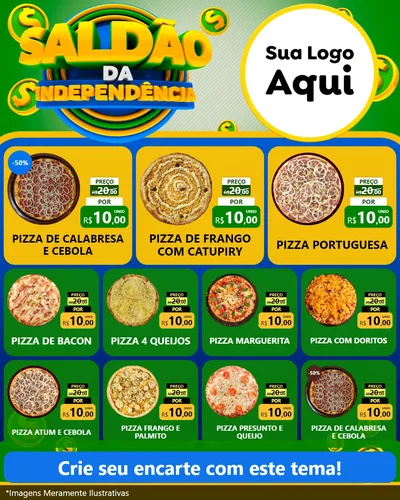 Modelo de Rede Social para Feed Instagram com o tema Saldão da Indepêndencia para Pizzaria