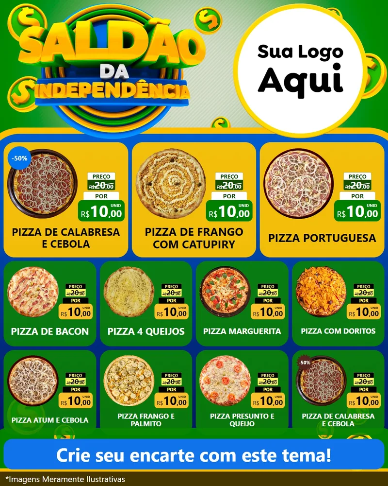 Modelo de Rede Social para Feed Instagram com o tema Saldão da Indepêndencia para Pizzaria