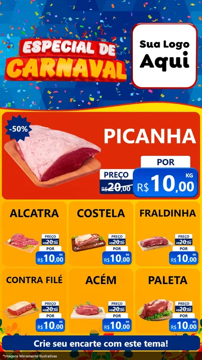 Modelo de Rede Social para Stories com o tema Especial de Carnaval para Açougue