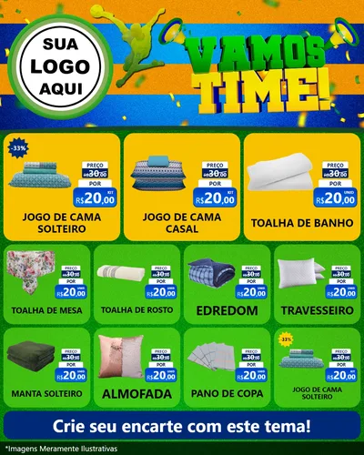 Modelo de Rede Social para Feed Instagram com o tema Vamos Time! para Cama, Mesa e Banho