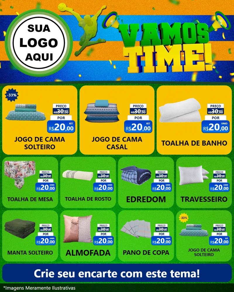 Modelo de Rede Social para Feed Instagram com o tema Vamos Time! para Cama, Mesa e Banho