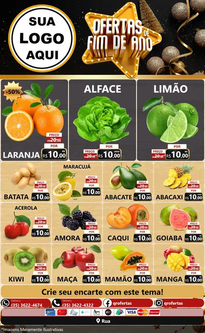 Modelo de Encarte para Encarte Grande com o tema Ofertas de Fim de Ano para Hortifrúti