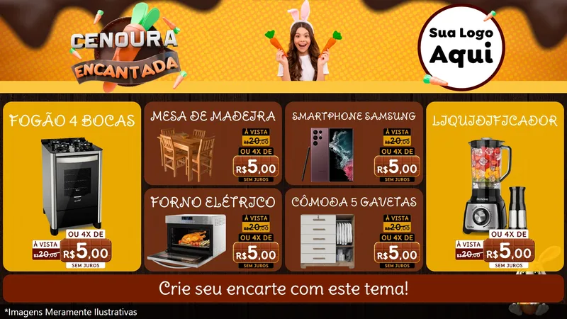 Modelo de TV para TV Horizontal com o tema Cenoura Encantada - Páscoa para Móveis e Eletro