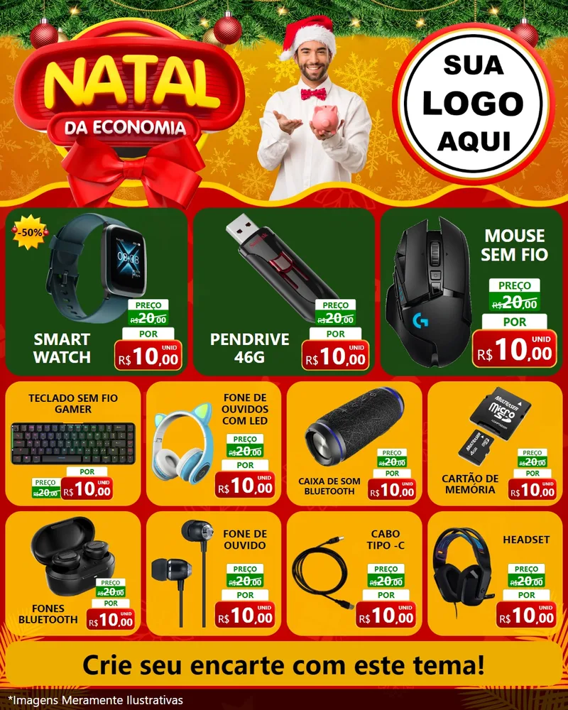 Modelo de Rede Social para Feed Instagram com o tema Natal da Economia para Informática