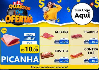Modelo de Encarte para Encarte A4 Horizontal com o tema Quartou de Ofertas para Açougue