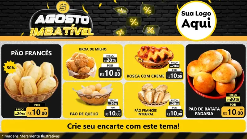 Modelo de TV para TV Horizontal com o tema Agosto Imbatível para Padaria