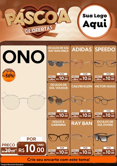 Modelo de Encarte para Encarte A4 Vertical com o tema Páscoa de Ofertas para Óticas