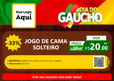 Modelo de Cartaz para Cartaz A4 Horizontal com o tema Dia do Gaúcho para Cama, Mesa e Banho
