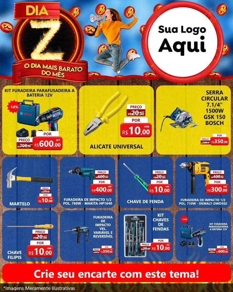Modelo de Rede Social para Feed Instagram com o tema Dia Z - O Dia Mais Barato Do Mês para Maquinas e Ferramentas