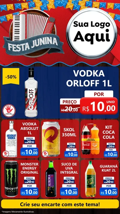 Modelo de Rede Social para Stories com o tema Festa Junina para Distribuidora de bebidas