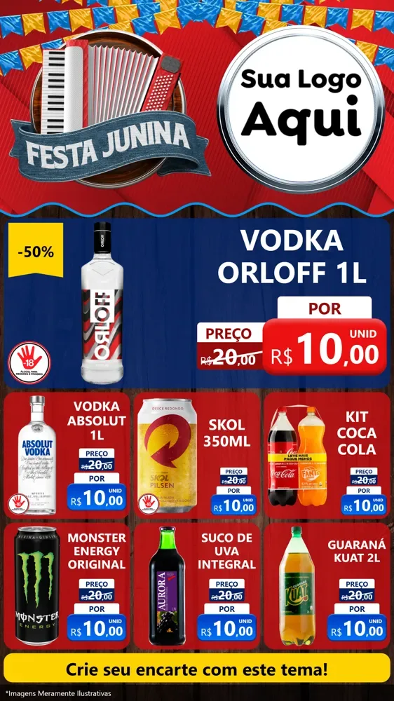 Modelo de Rede Social para Stories com o tema Festa Junina para Distribuidora de bebidas