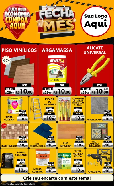 Modelo de Encarte para Encarte Grande com o tema Fecha Mês para Material para Construção