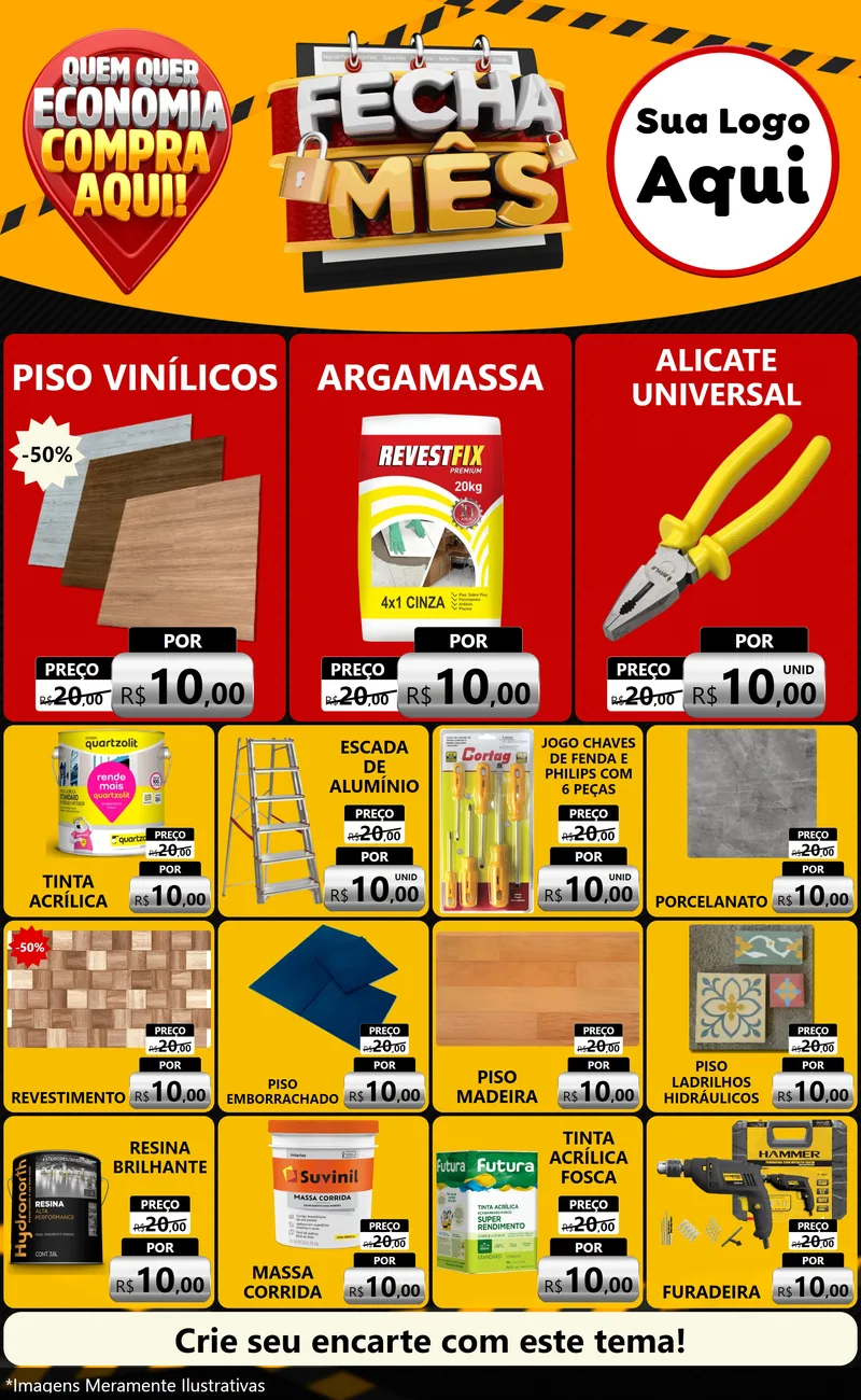 Modelo de Encarte para Encarte Grande com o tema Fecha Mês para Material para Construção