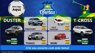 Modelo de TV para TV Horizontal com o tema Ofertas (Futebol) para Concessionaria de Carros