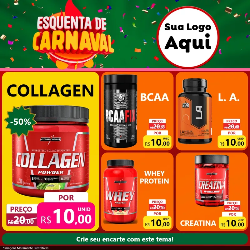Modelo de Rede Social para Feed Facebook com o tema Esquenta de Carnaval para Suplementos alimentares