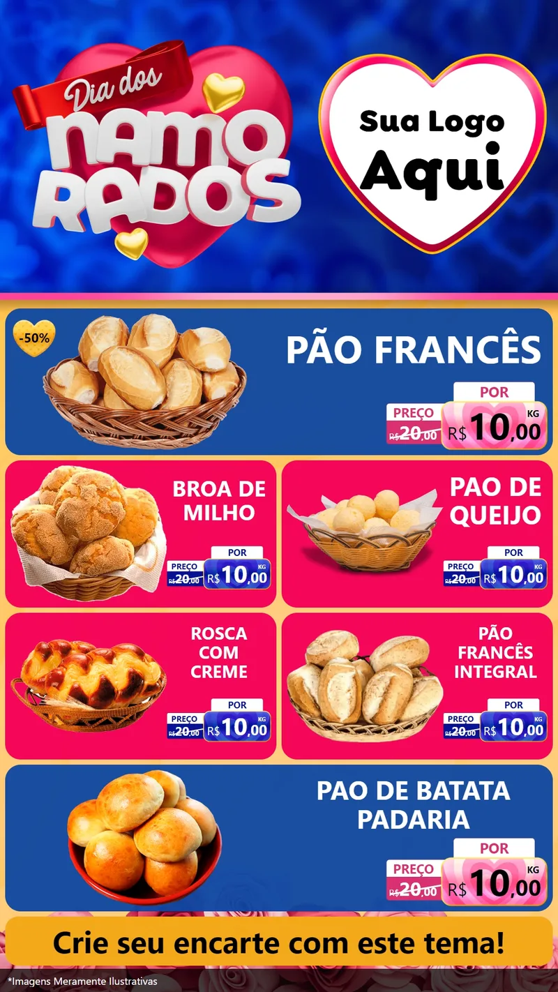 Modelo de TV para TV Vertical com o tema Dia dos namorados para Padaria