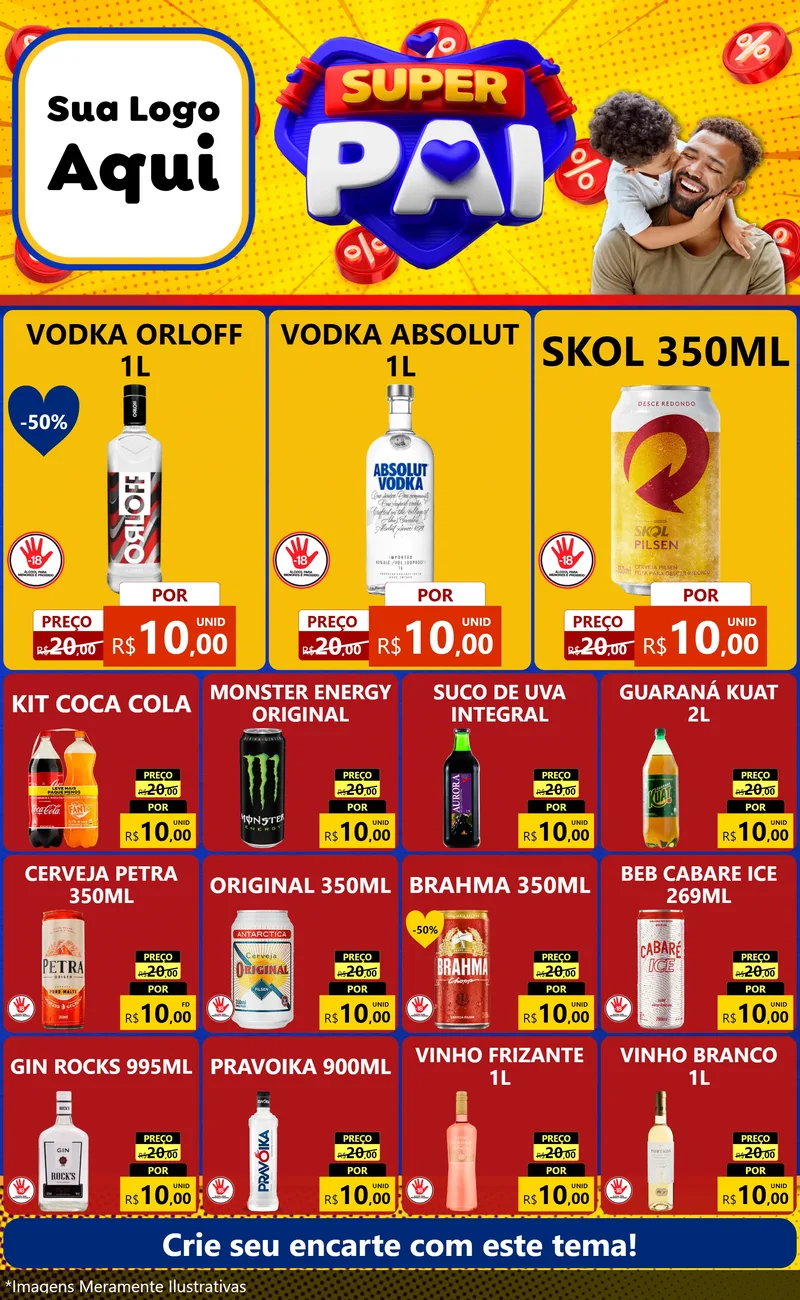 Modelo de Encarte para Encarte Grande com o tema Super Pai para Distribuidora de bebidas