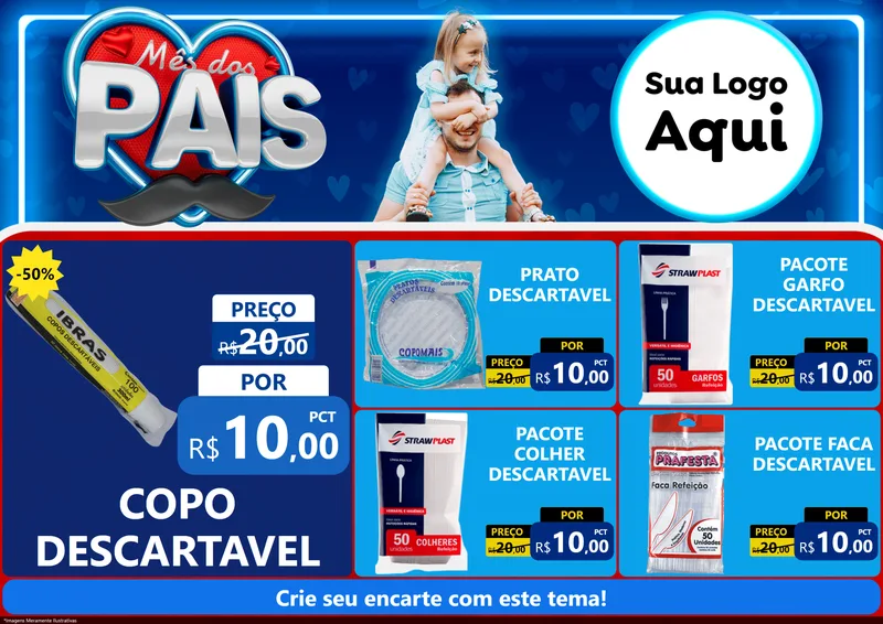 Modelo de Encarte para Encarte A4 Horizontal com o tema Mês Dos Pais para Embalagens