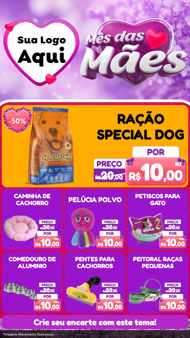 Modelo de Rede Social para Stories com o tema Mês das Mães para Pet Shop
