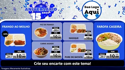 Modelo de TV para TV Horizontal com o tema Promoção de Aniversário - 15 Anos para Restaurante