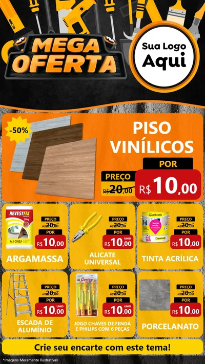 Modelo de Rede Social para Stories com o tema Mega Oferta para Material para Construção