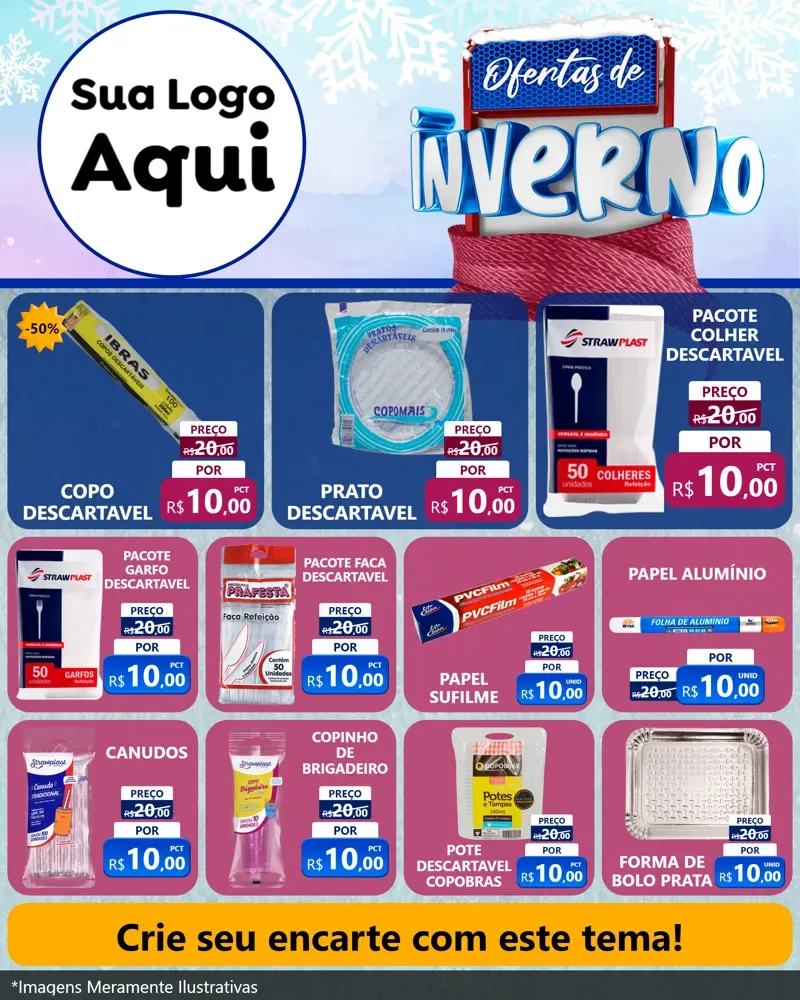 Modelo de Rede Social para Feed Instagram com o tema Ofertas de Inverno para Embalagens