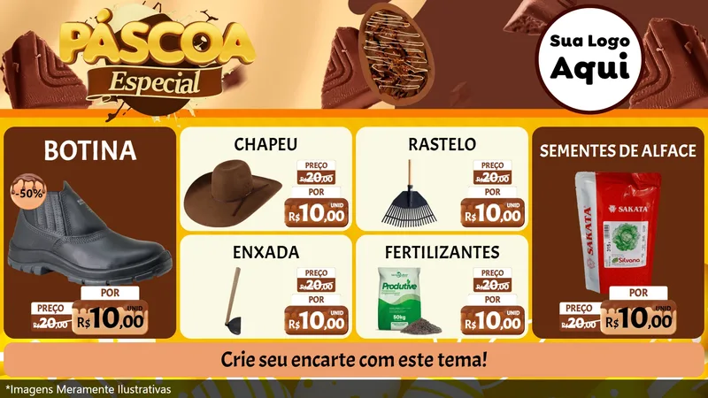 Modelo de TV para TV Horizontal com o tema Páscoa Especial para Agropecuária