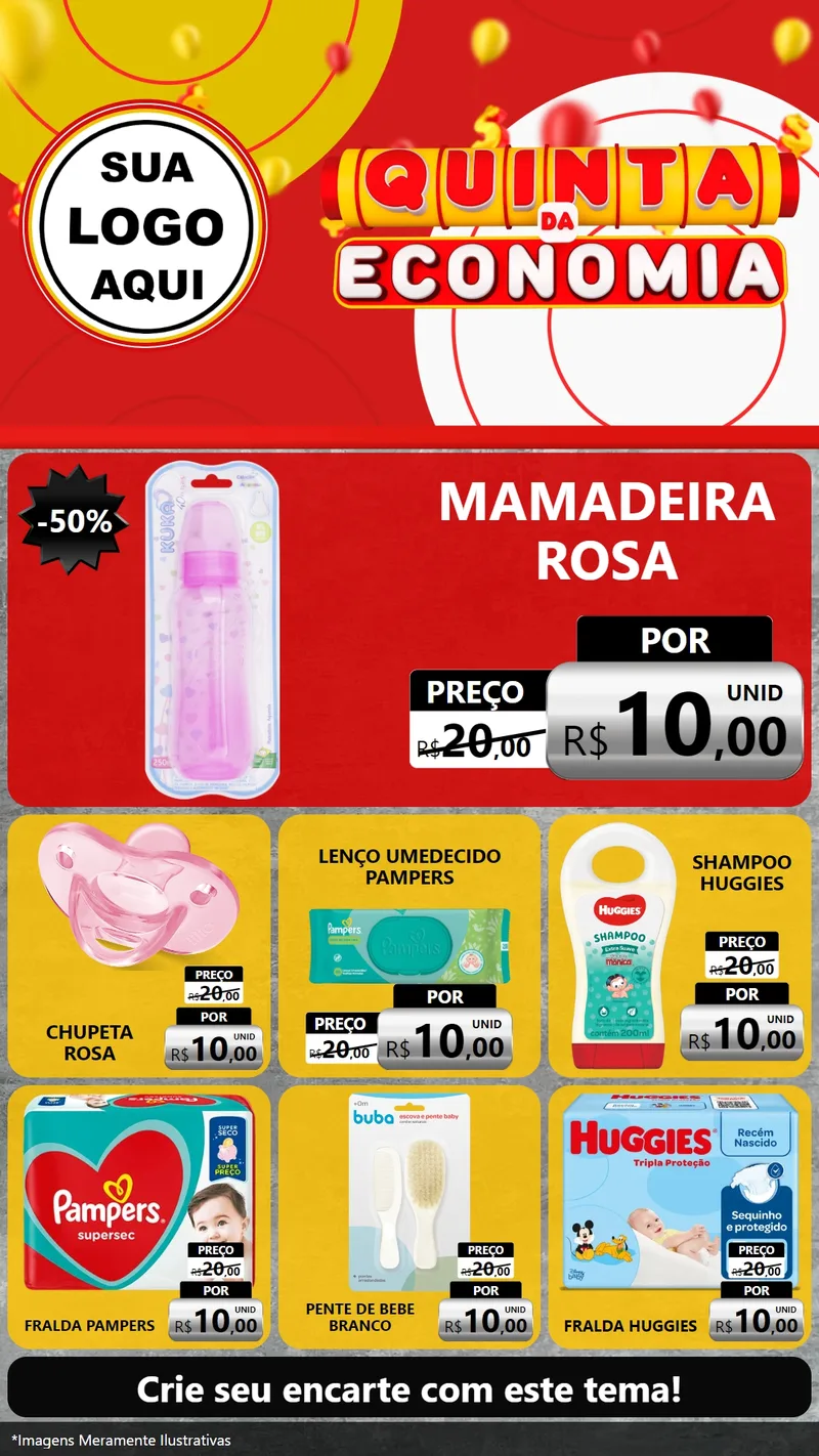 Modelo de Rede Social para Stories com o tema Quinta da Economia para Bebês