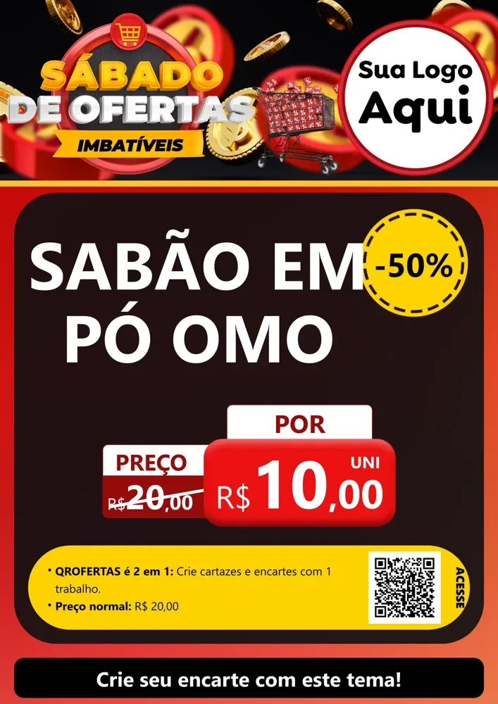 Modelo de Cartaz para Cartaz A4 Vertical com o tema Sábado de Ofertas Imbatíveis para Produtos de Limpeza