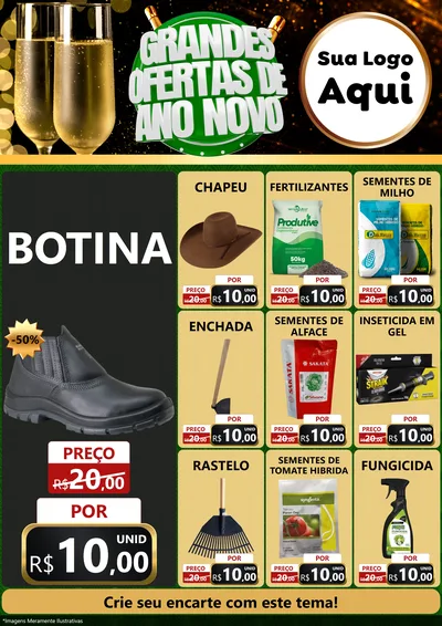 Modelo de Encarte para Encarte A4 Vertical com o tema Grandes Ofertas de Ano Novo para Agropecuária